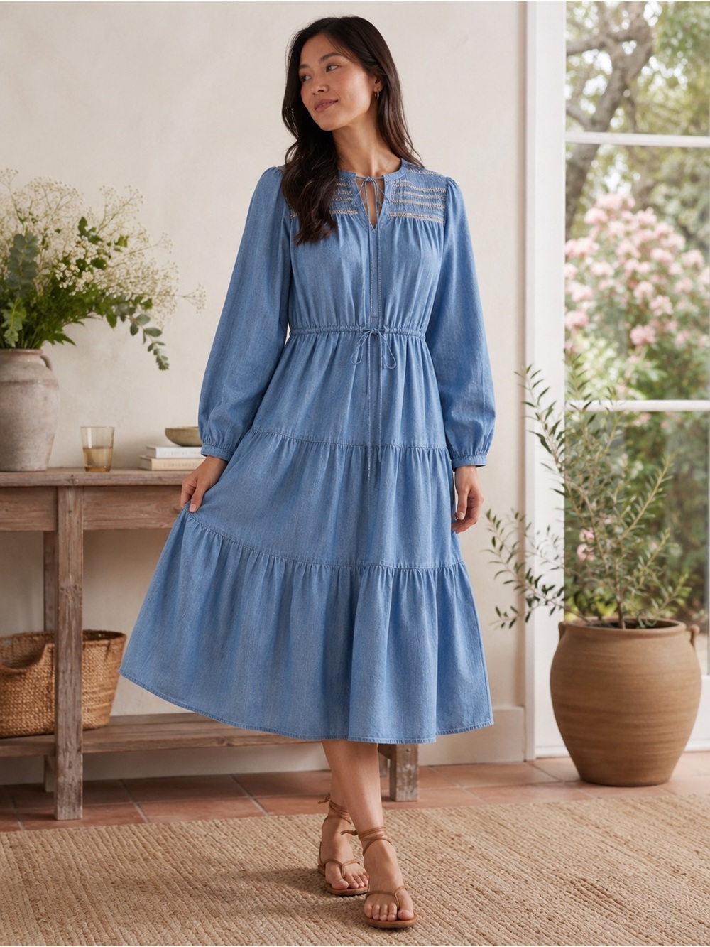 Levi’s Seren Chambray Midi Dress Cottagecore Prairie Boho NWT Medium